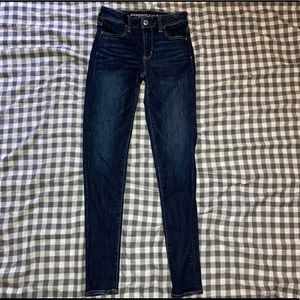 Stretchy dark blue jeans